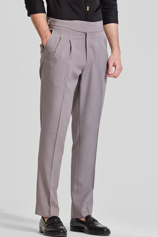 Light Grey Gurkha Slim Fit Trousers