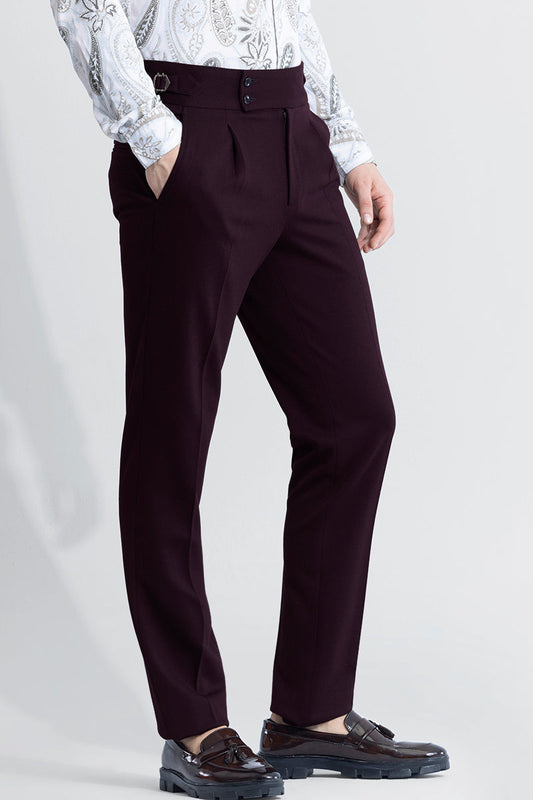 Burgundy Gurkha Slim Fit Trousers