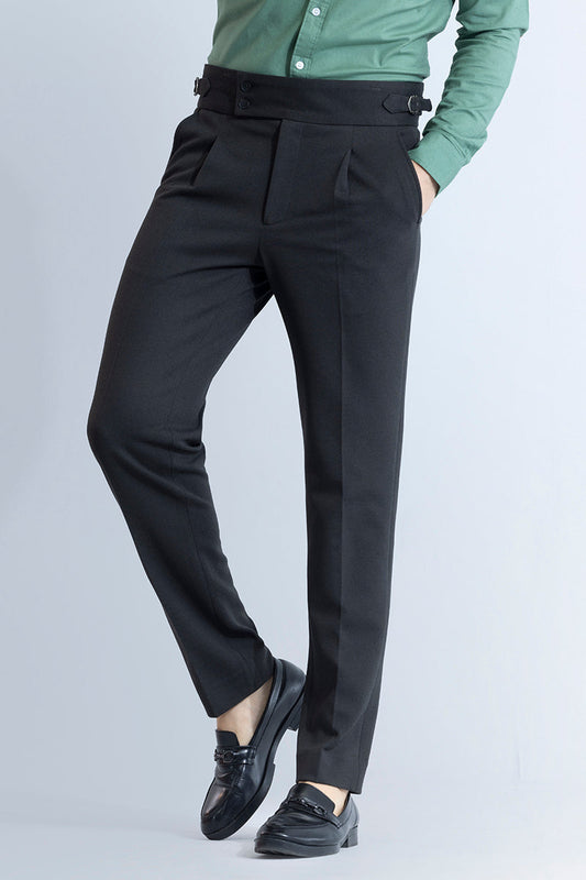 Charcoal Black Gurkha Slim Fit Trousers